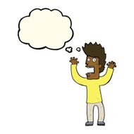 cartoon terrified man with thought bubble N148