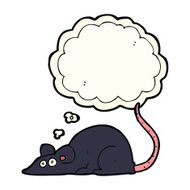 cartoon black rat with thought bubble N6