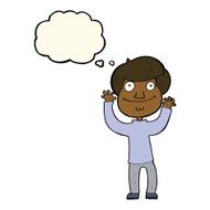 cartoon happy boy with thought bubble N160