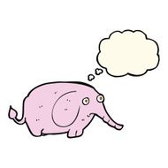 cartoon sad little elephant with thought bubble N8