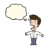 cartoon screaming man with thought bubble N8