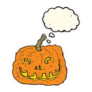 cartoon pumpkin with thought bubble N14