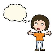cartoon happy person with thought bubble N22