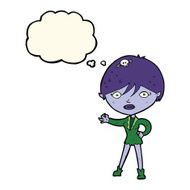 cartoon vampire girl with thought bubble N155