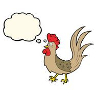 cartoon cockerel with thought bubble N20