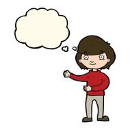 cartoon happy person with thought bubble N23