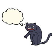 cartoon black cat with thought bubble N26