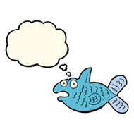 cartoon fish with thought bubble N58