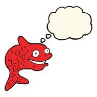 cartoon happy fish with thought bubble N19