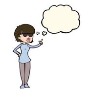 cartoon woman wearing spectacles with thought bubble N32