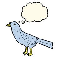 cartoon crow with thought bubble N9
