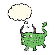 cartoon little demon with thought bubble N19
