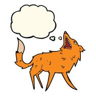 cartoon snapping fox with thought bubble N4