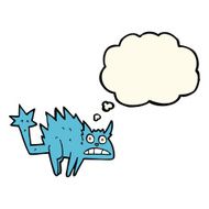 cartoon frightened cat with thought bubble N16
