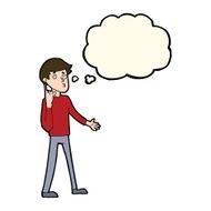 cartoon man asking question with thought bubble N34