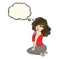 cartoon woman posing with thought bubble N18