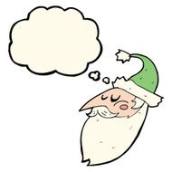 cartoon santa face with thought bubble N8