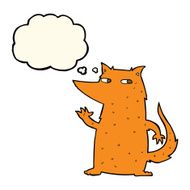cartoon fox waving with thought bubble N4
