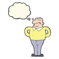 cartoon worried man with thought bubble N71
