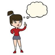 cartoon attractive girl with idea thought bubble N8