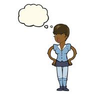 cartoon woman with hands on hips thought bubble N161