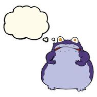 cartoon fat frog with thought bubble N7