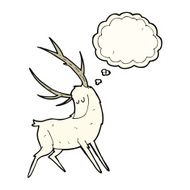 cartoon white stag with thought bubble N4
