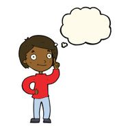 cartoon boy with idea thought bubble N51