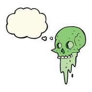 gross halloween skull cartoon with thought bubble N8