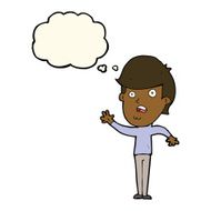 cartoon unhappy boy with thought bubble N40