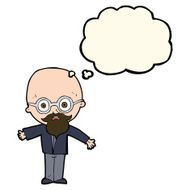 cartoon genius scientist with thought bubble N8