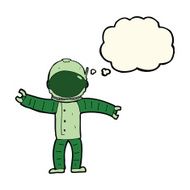 cartoon astronaut with thought bubble N77