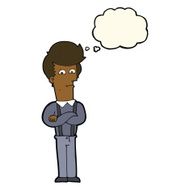 cartoon annoyed man with thought bubble N54
