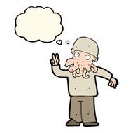 cartoon cool alien with thought bubble N8
