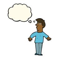 cartoon surprised man with thought bubble N84