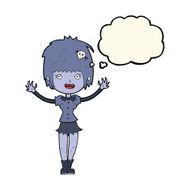 cartoon vampire girl with thought bubble N156