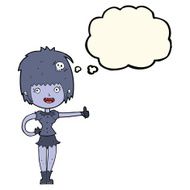 cartoon vampire girl giving thumbs up sign with thought bubble N15