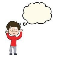 cartoon happy boy with thought bubble N161