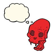 cartoon spooky vampire skull with thought bubble N7