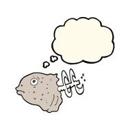 cartoon fish head with thought bubble N4