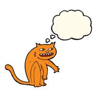 cartoon happy cat with thought bubble N4