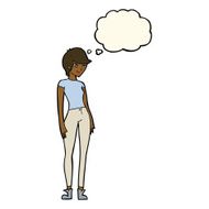 cartoon modern attractive woman with thought bubble N7