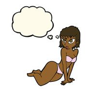 cartoon sexy woman in underwear with thought bubble N14
