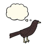 cartoon crow with thought bubble N10