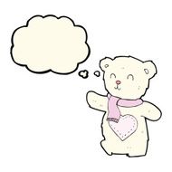 cartoon white teddy bear with love heart thought bubble N8