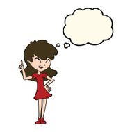 cartoon girl making point with thought bubble N8