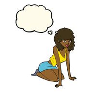 cartoon woman in sexy pose with thought bubble N12