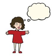 cartoon nervous woman with thought bubble N21