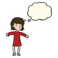 cartoon nervous woman with thought bubble N22