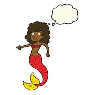 cartoon mermaid with thought bubble N42